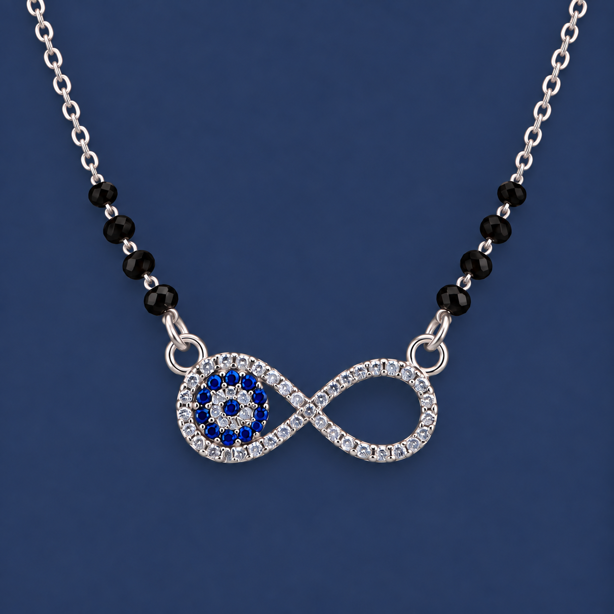 925 Sterling Silver Evil Eye Infinity Short Mangalsutra