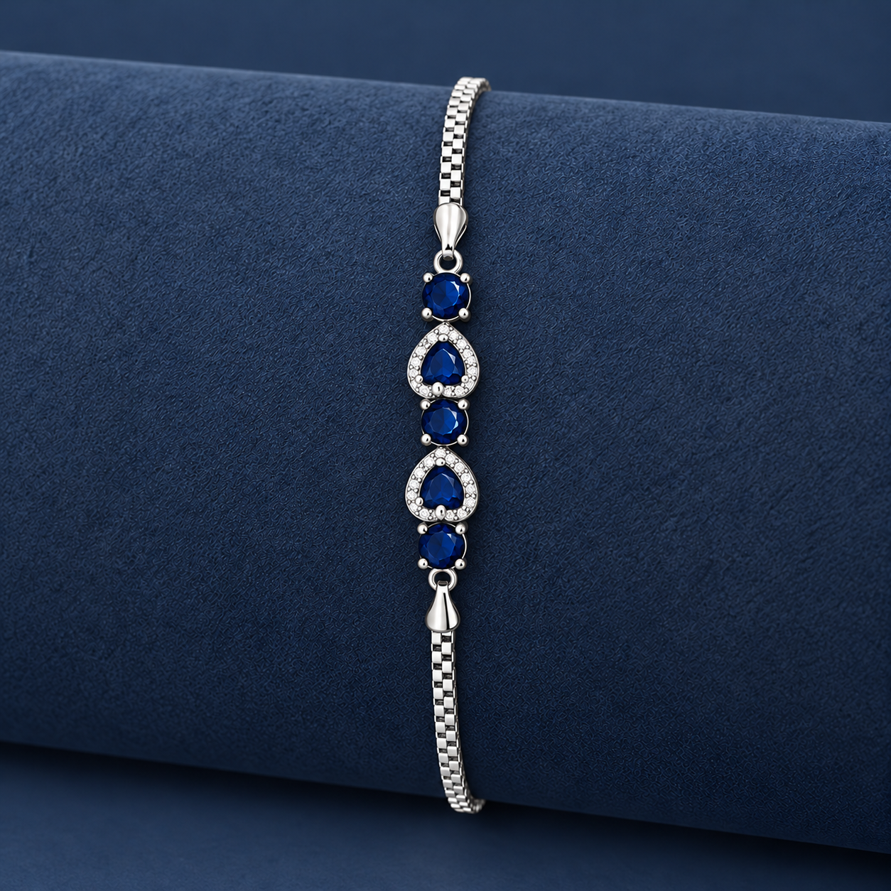 925 Silver Royal Blue Stone Bracelet