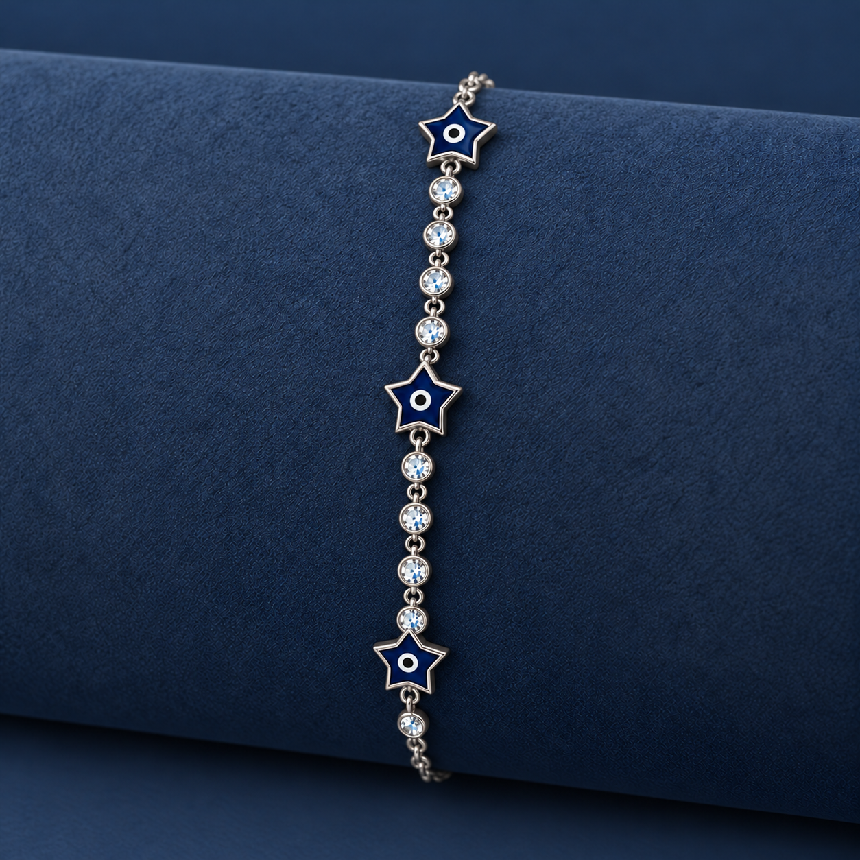 925 Silver Navy Blue Evil Eye Star Bracelet