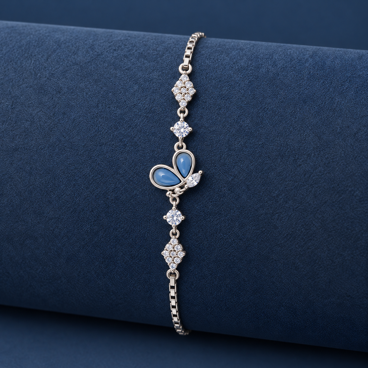 925 Silver Blue Butterfly Stone Bracelet
