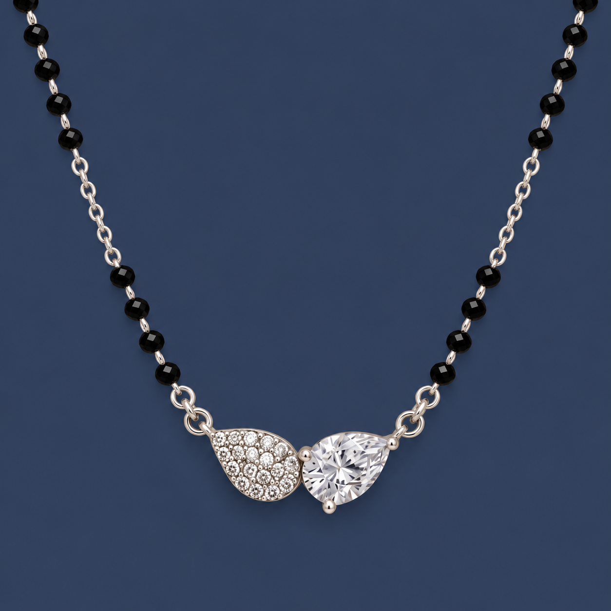 Twin Teardrop 925 Silver Mangalsutra