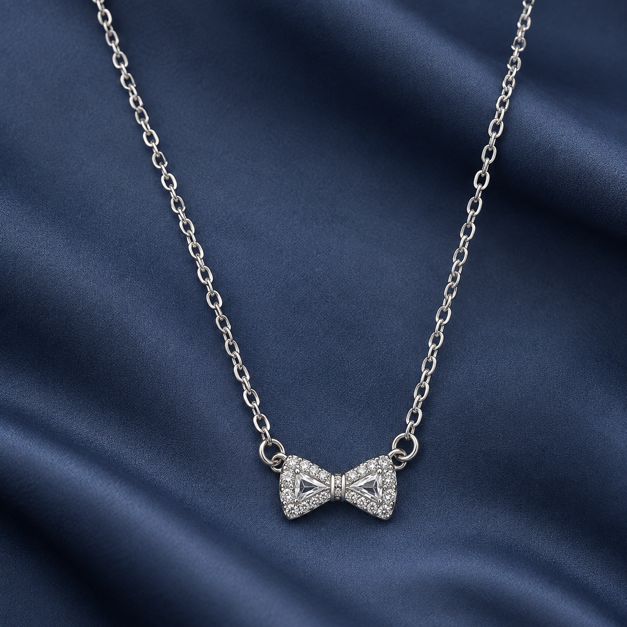Sparkling Bow 925 Silver Necklace