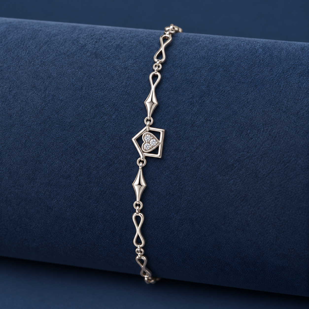 925 Silver Geometric Heart Infinity Bracelet