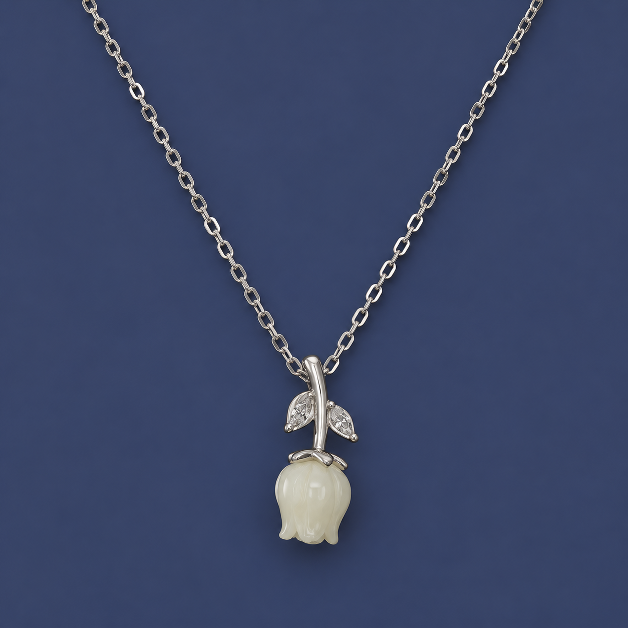 925 Silver Elegant Tulip Flower Pendant Necklace
