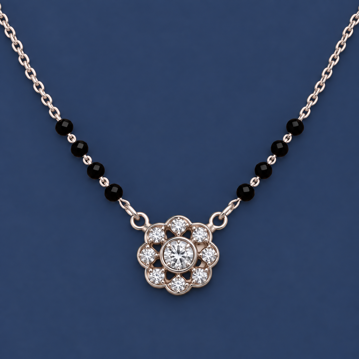 Floral Halo 925 Silver Mangalsutra