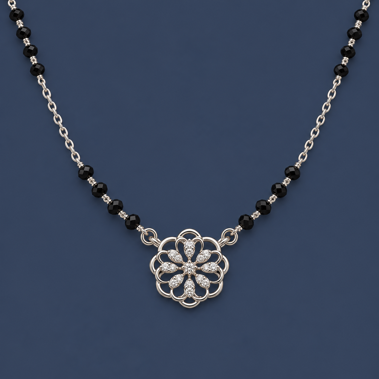 Filigree Flower 925 Silver Mangalsutra