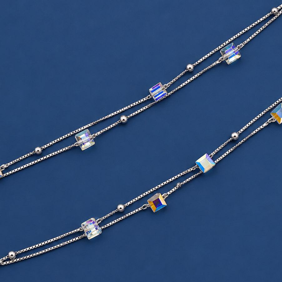 Silver Star Bead Anklet
