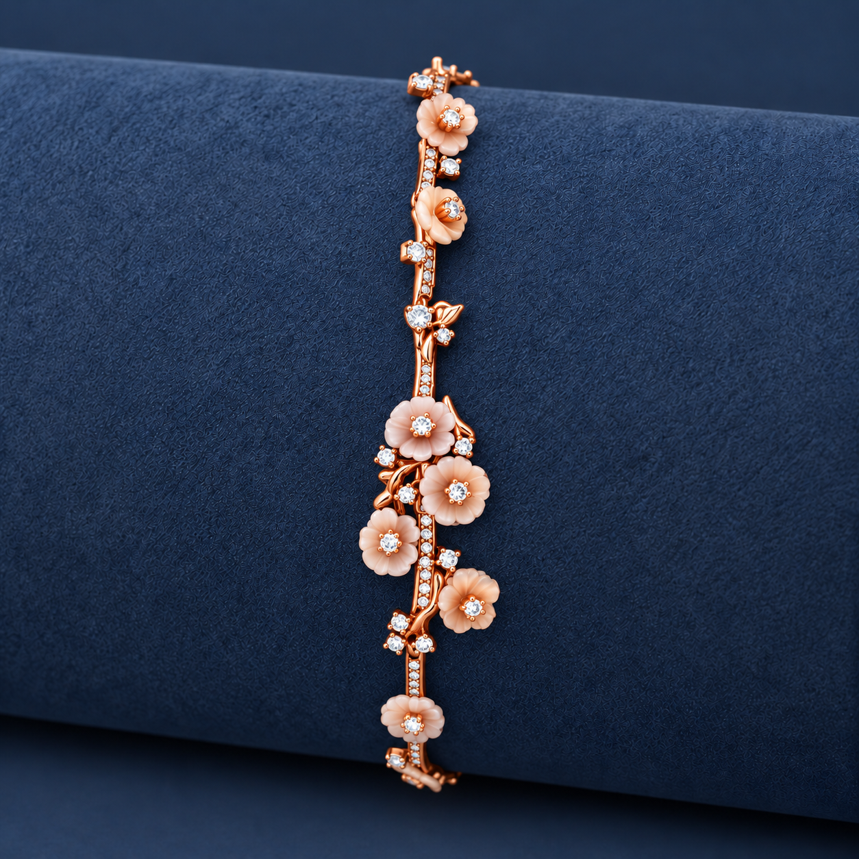 925 Silver Rose Gold Floral Vine Bracelet