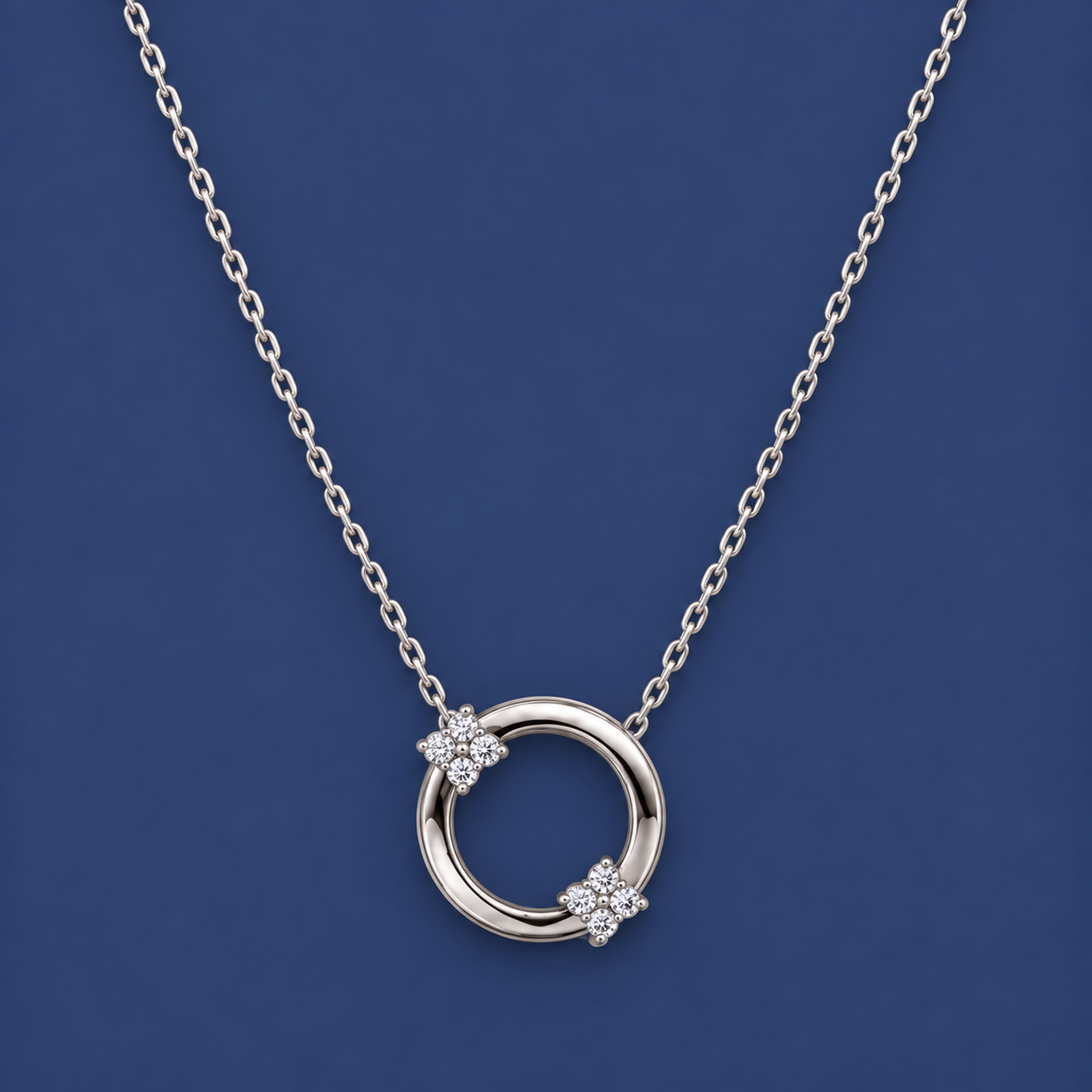 Floral Circle Silver Necklace