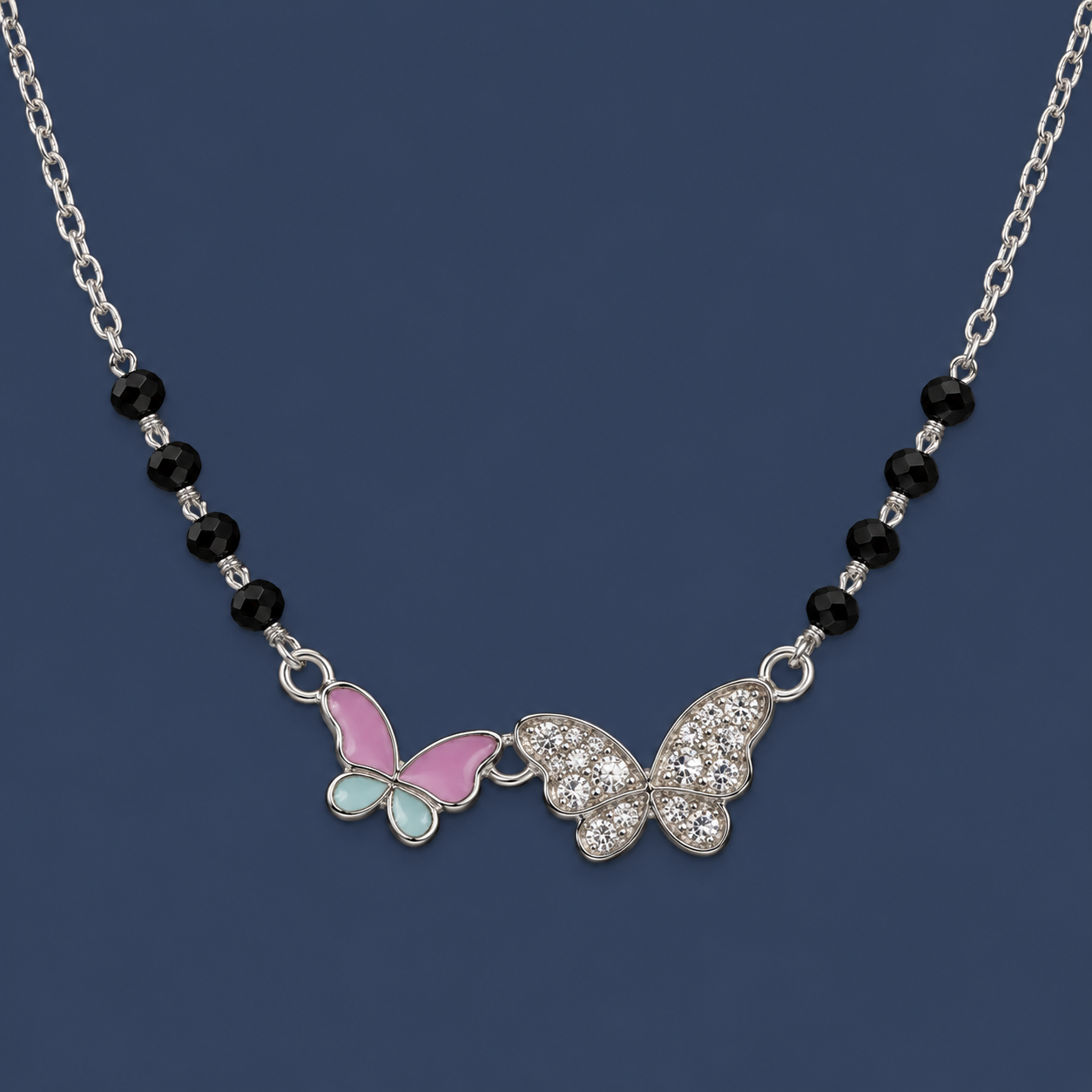 Dual Butterfly 925 Silver Mangalsutra