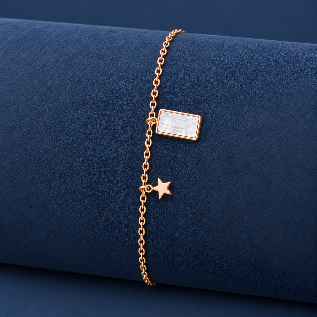 925 Silver Rose Gold Star Charm Bracelet