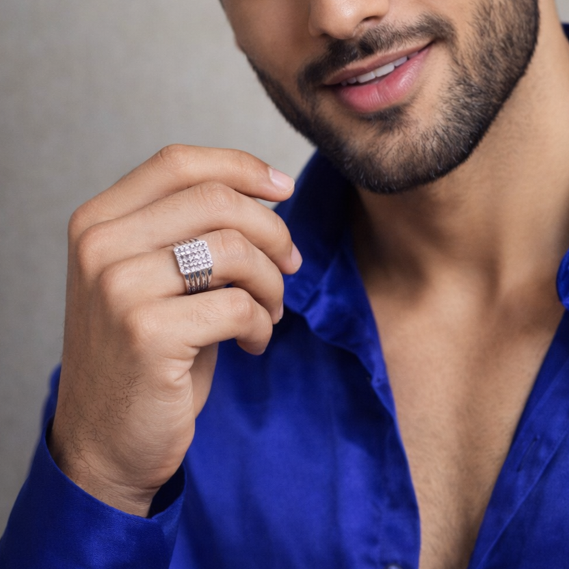 Men’s Sterling Silver Stone Ring