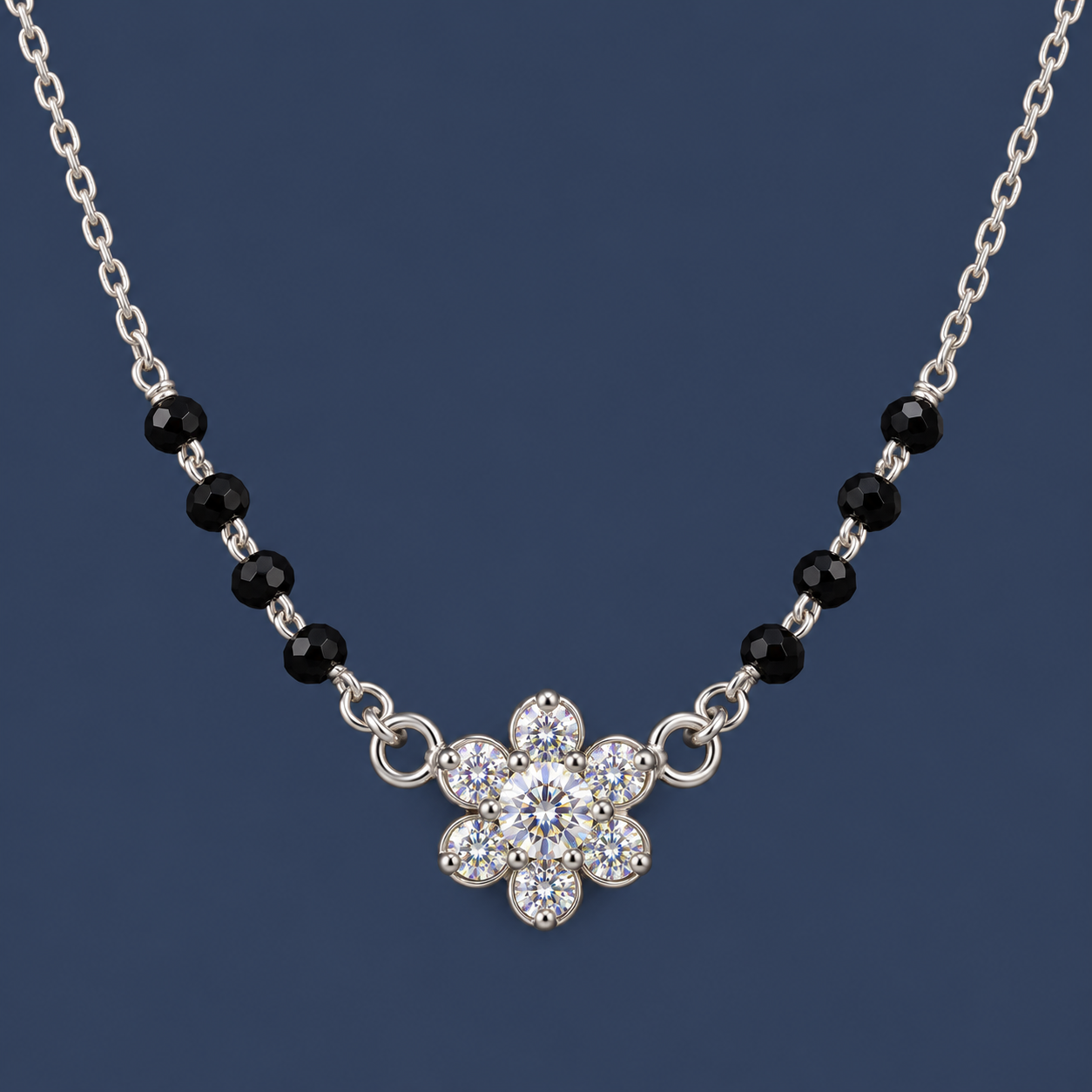 Floral Sparkle 925 Silver Mangalsutra