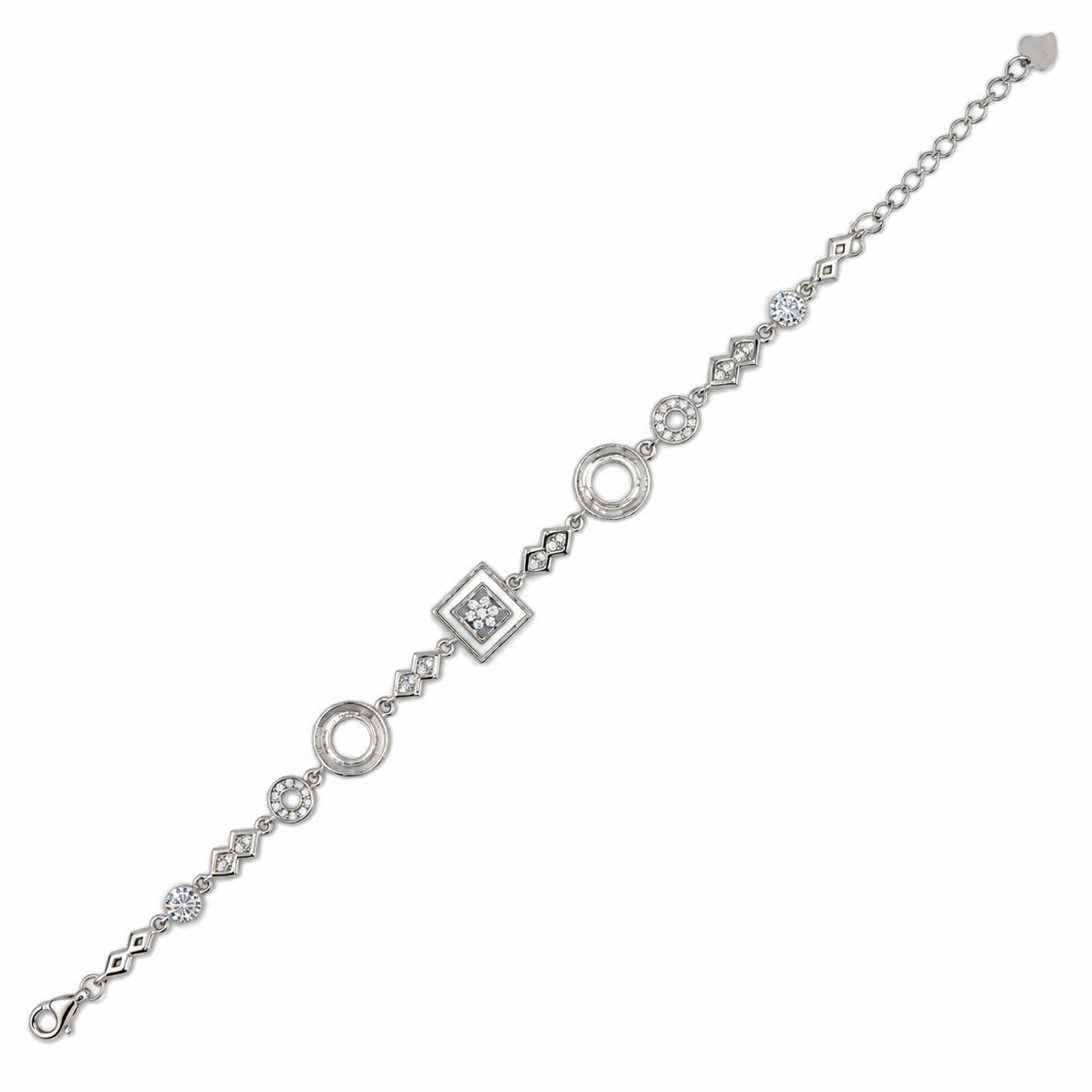 925 Silver Geometric Circle & Square Bracelet