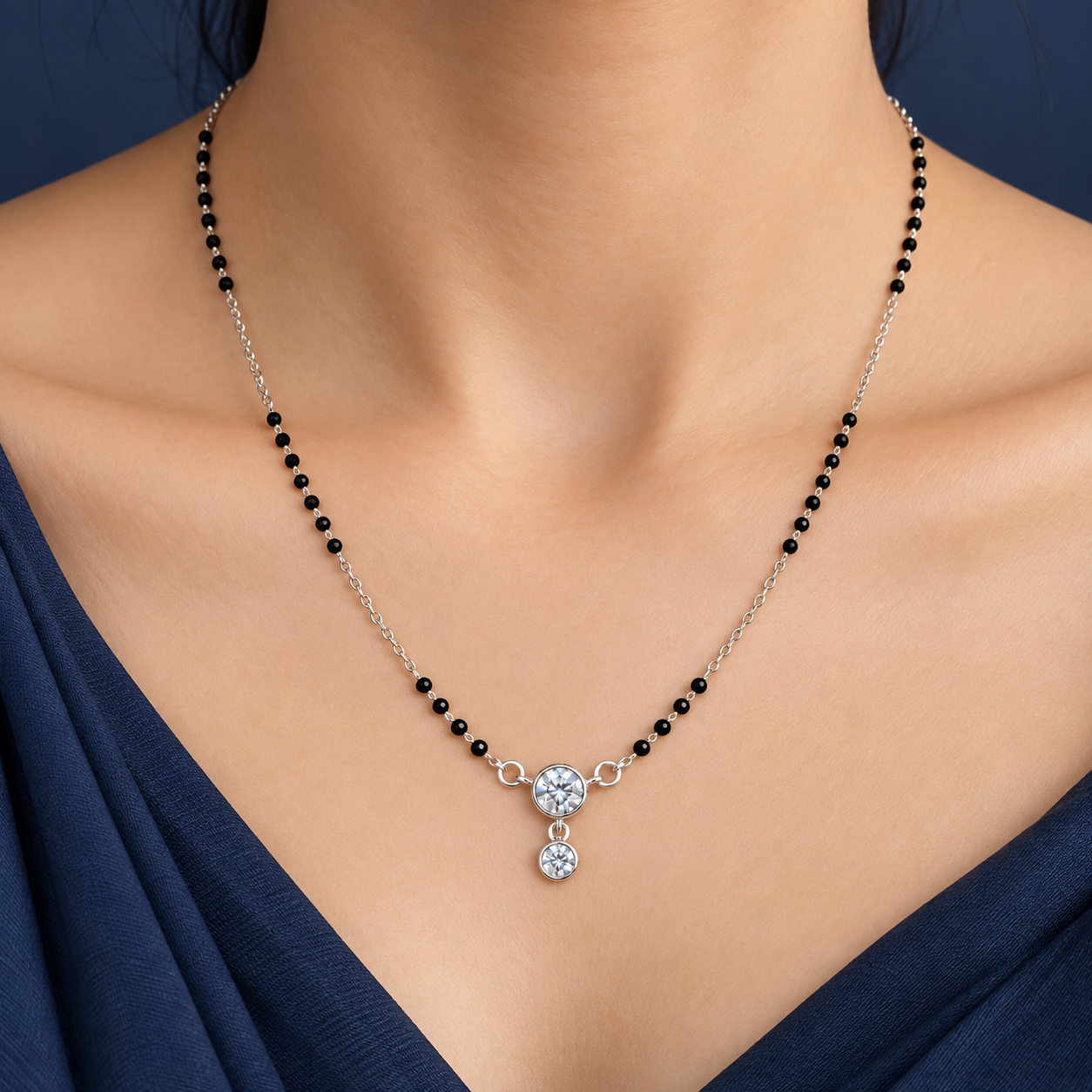 Triple Crystal 925 Silver Mangalsutra