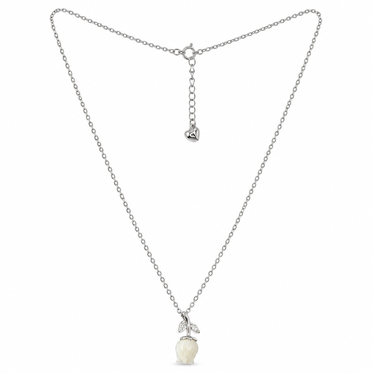 925 Silver Elegant Tulip Flower Pendant Necklace