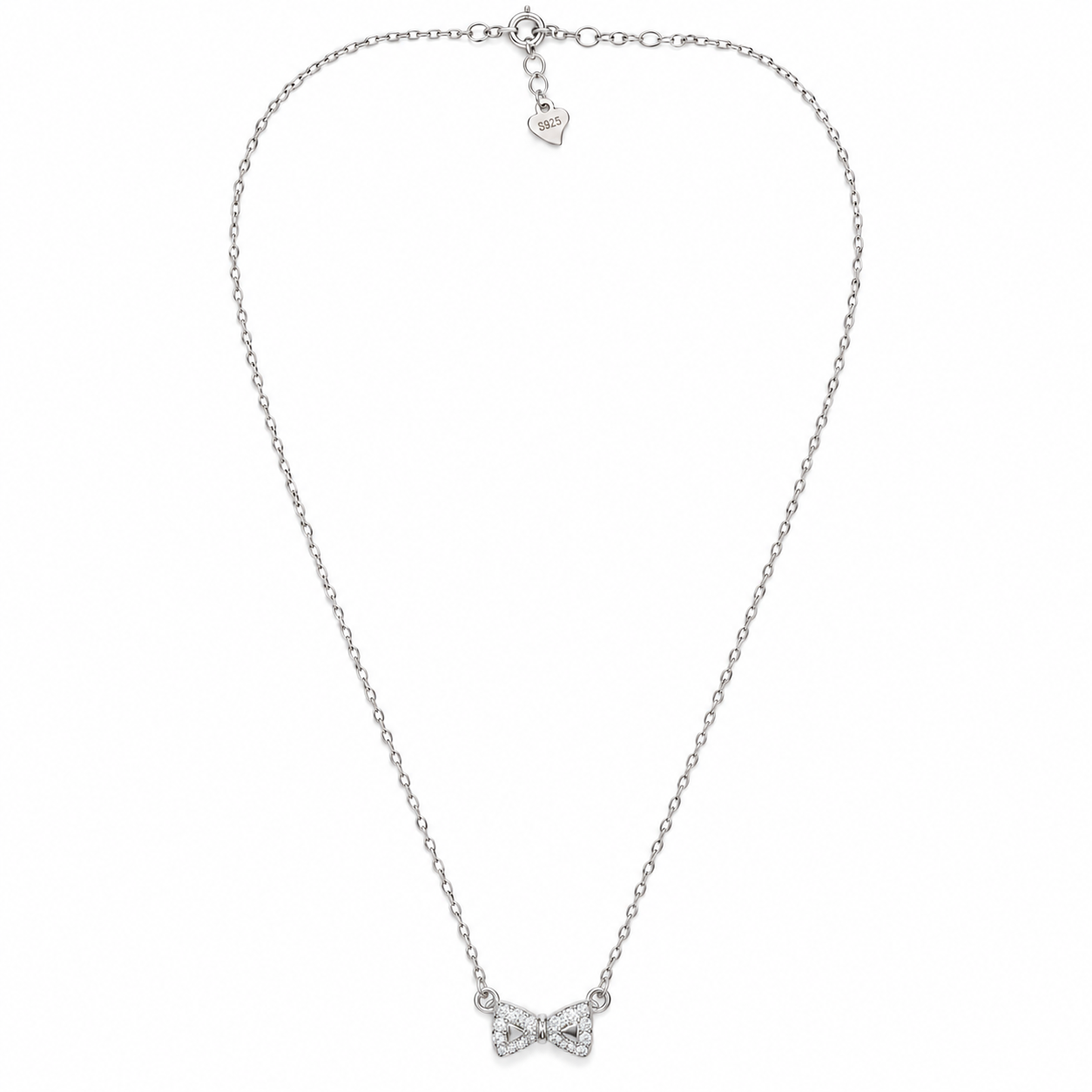Sparkling Bow 925 Silver Necklace