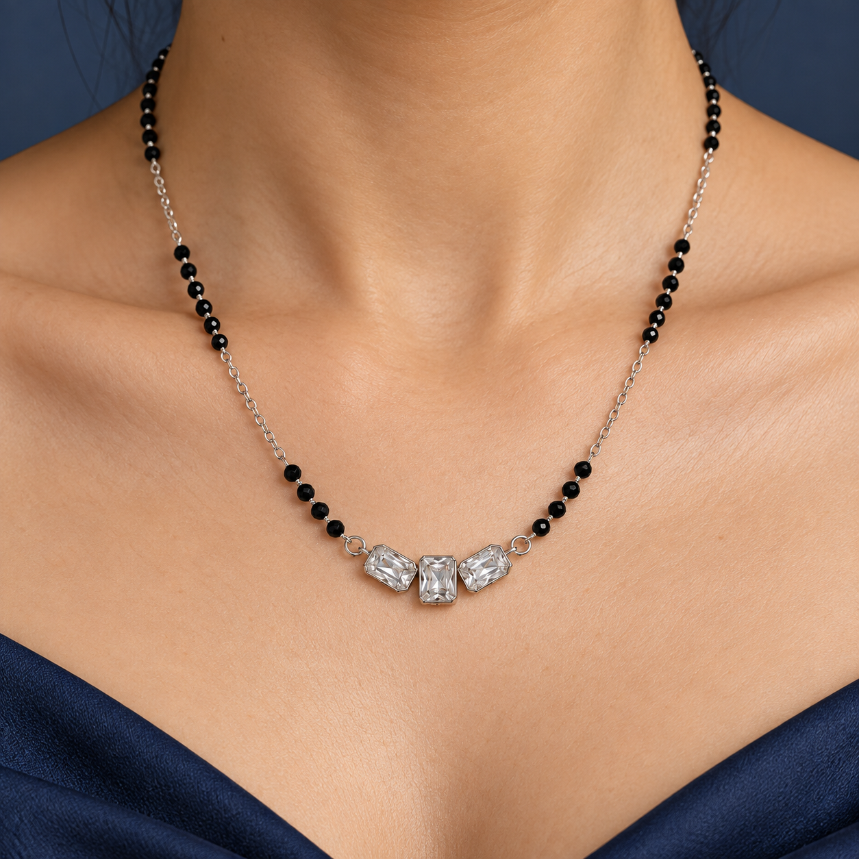Triple Stone 925 Silver Mangalsutra