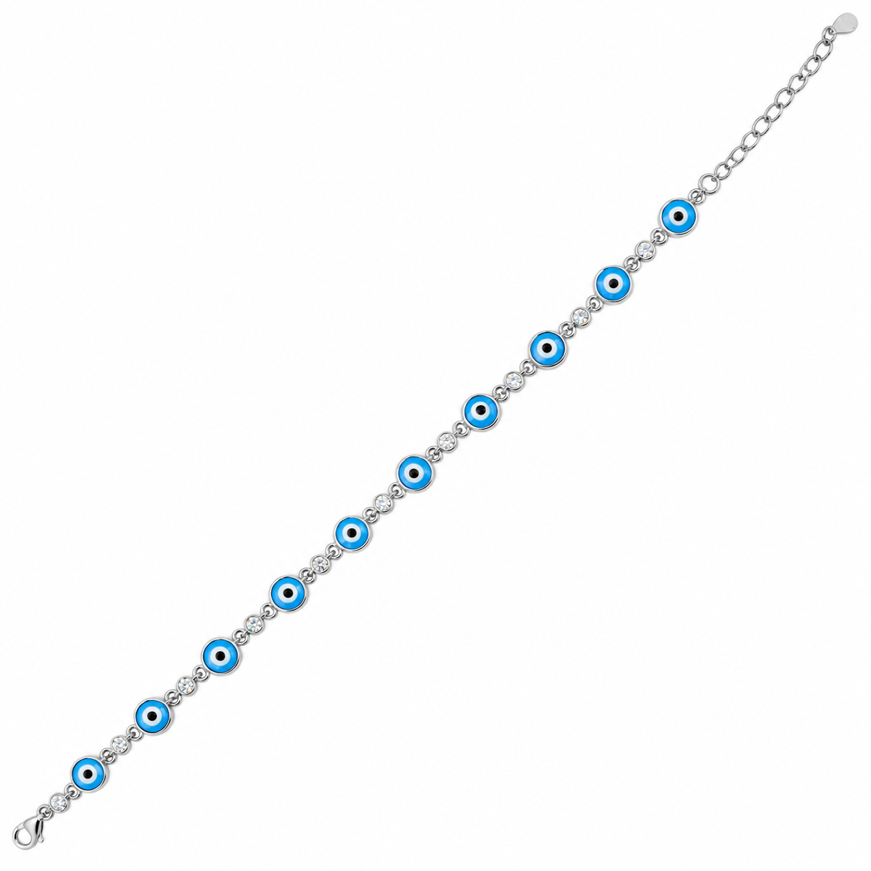 925 Silver Blue Evil Eye Charm Bracelet