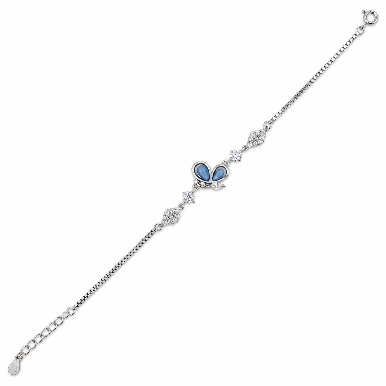 925 Silver Blue Butterfly Stone Bracelet