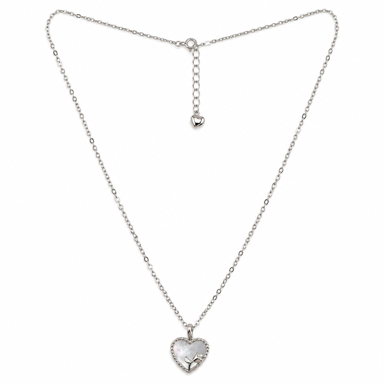 925 Silver Mother of Pearl Heart Pendant Necklace
