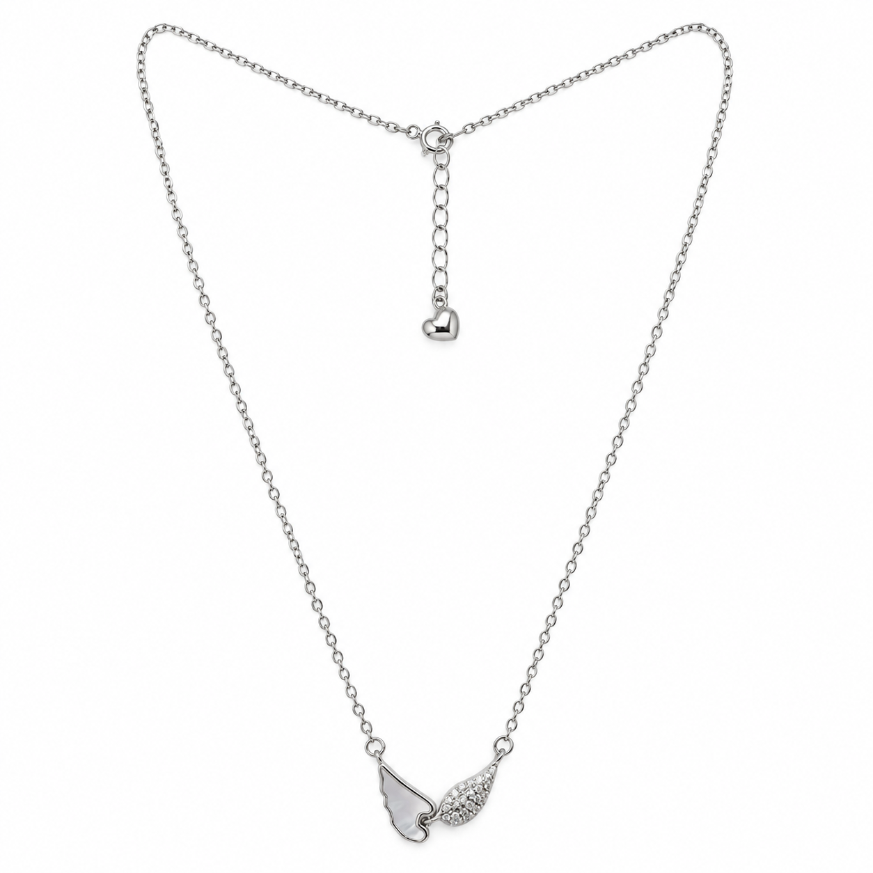 Elegant Butterfly Wing Silver Chain Pendant Necklace
