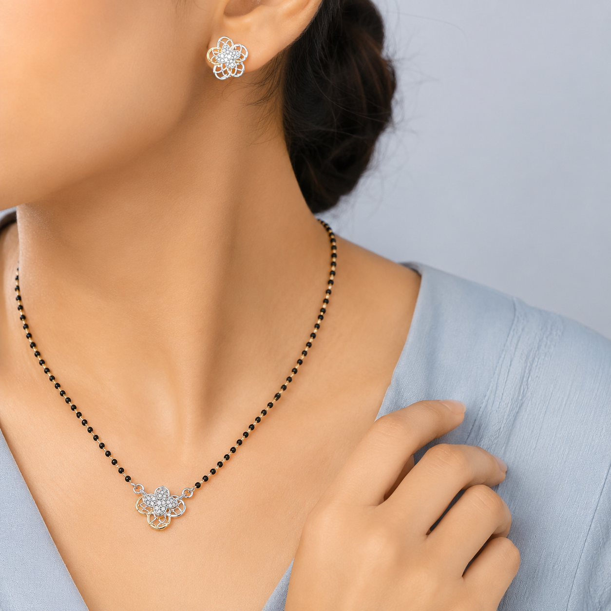 Single Pendant Mangalsutra with Earring