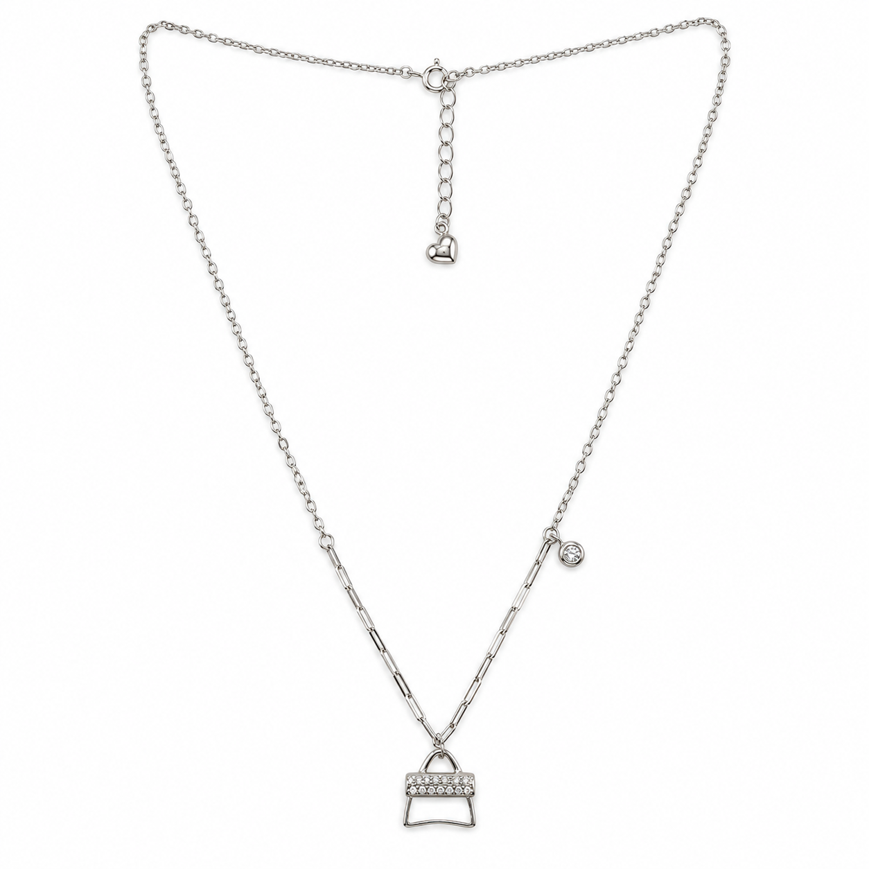 Elegant Silver Handbag Charm Pendant Necklace