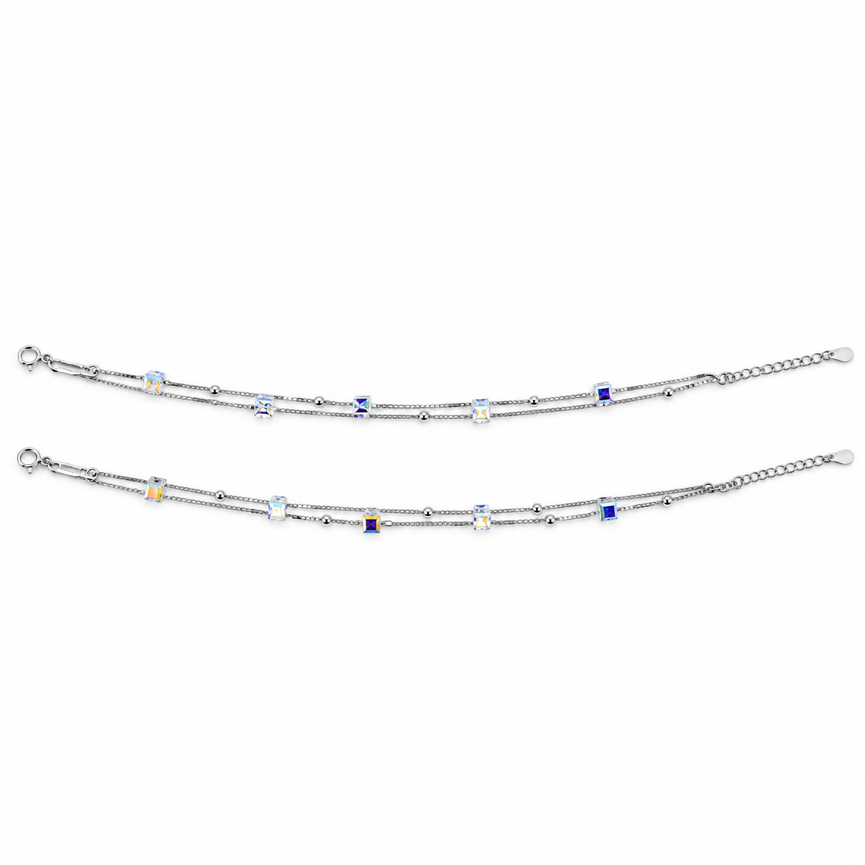 Silver Star Bead Anklet