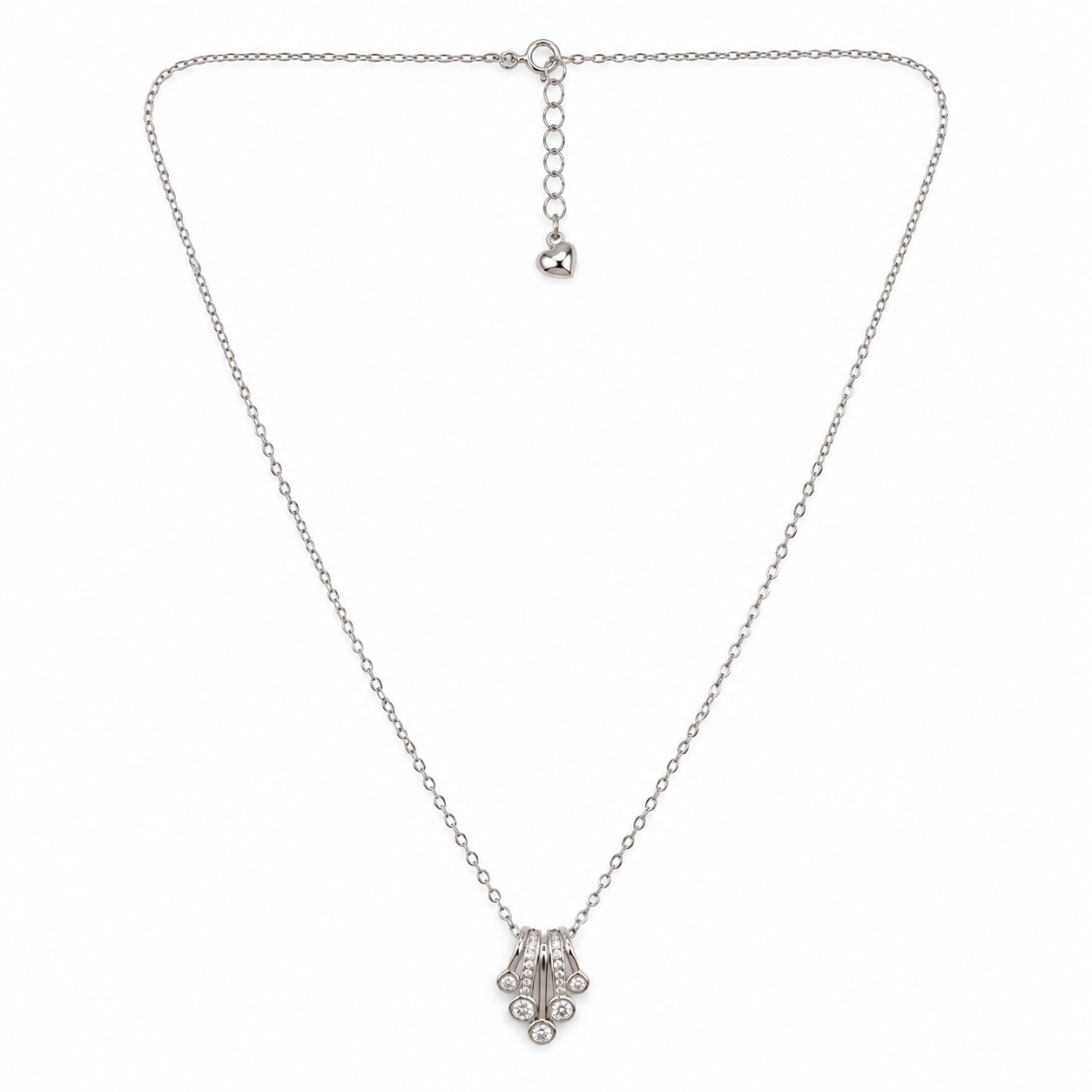 Elegant Silver Five-Drop Crystal Pendant Necklace