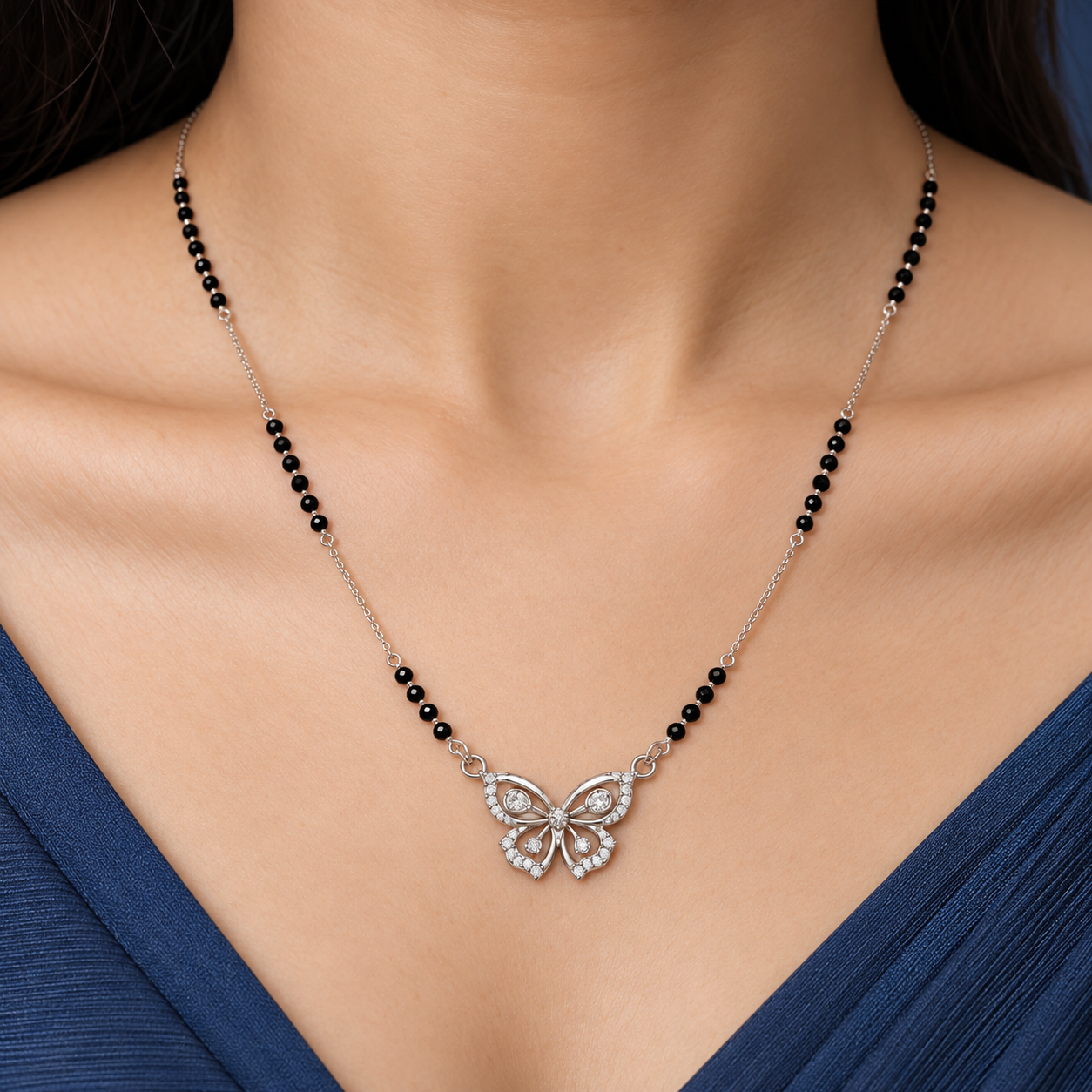 Butterfly Sparkle 925 Silver Mangalsutra