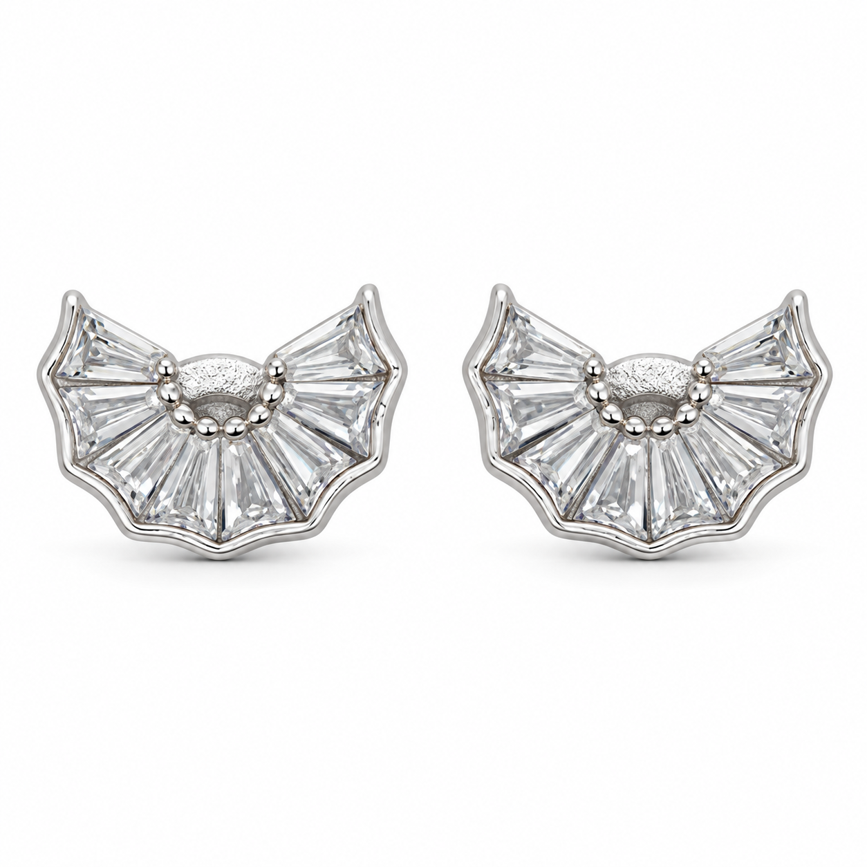 Elegant Baguette Stone 925 Sterling Silver Stud Earrings