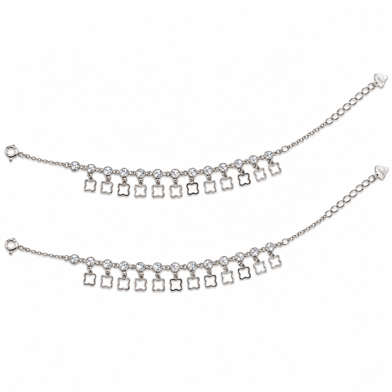 Clover Charm 925 Silver Anklet