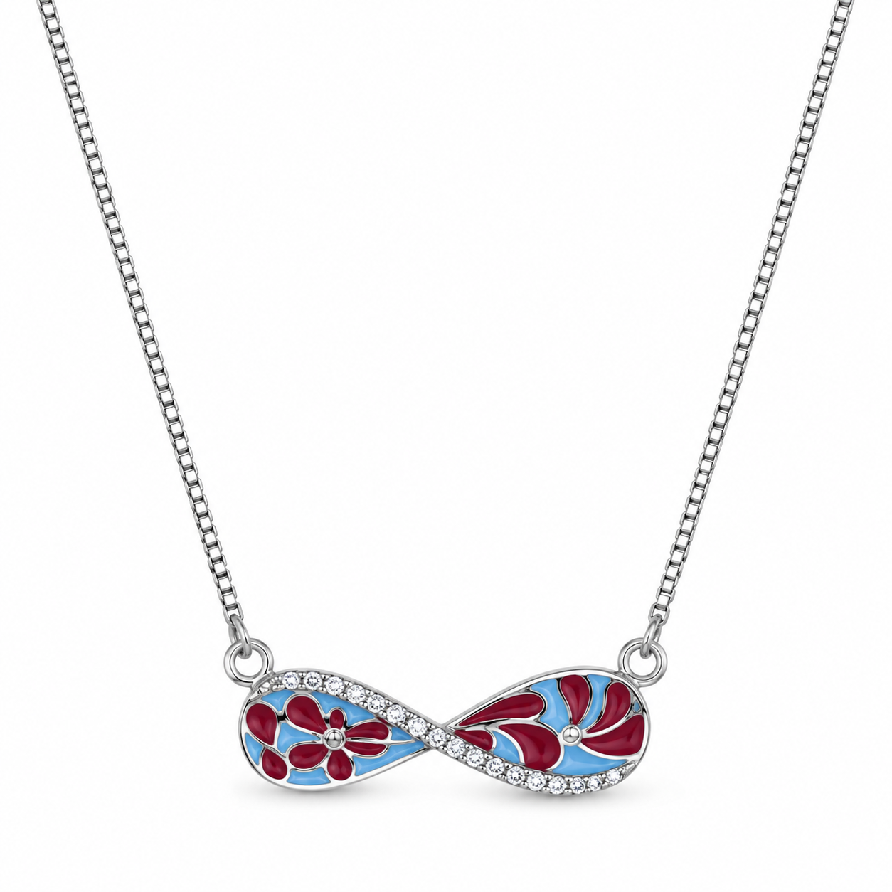 Floral Infinity Silver Necklace