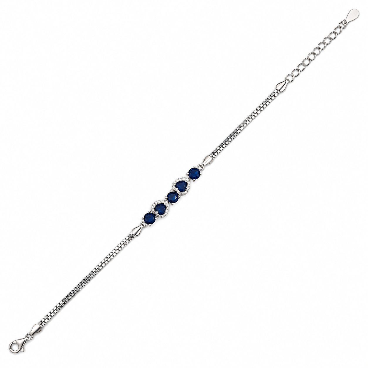 925 Silver Royal Blue Stone Bracelet