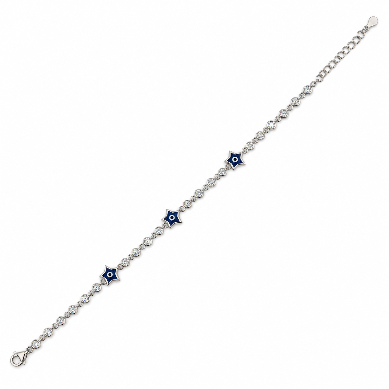925 Silver Navy Blue Evil Eye Star Bracelet