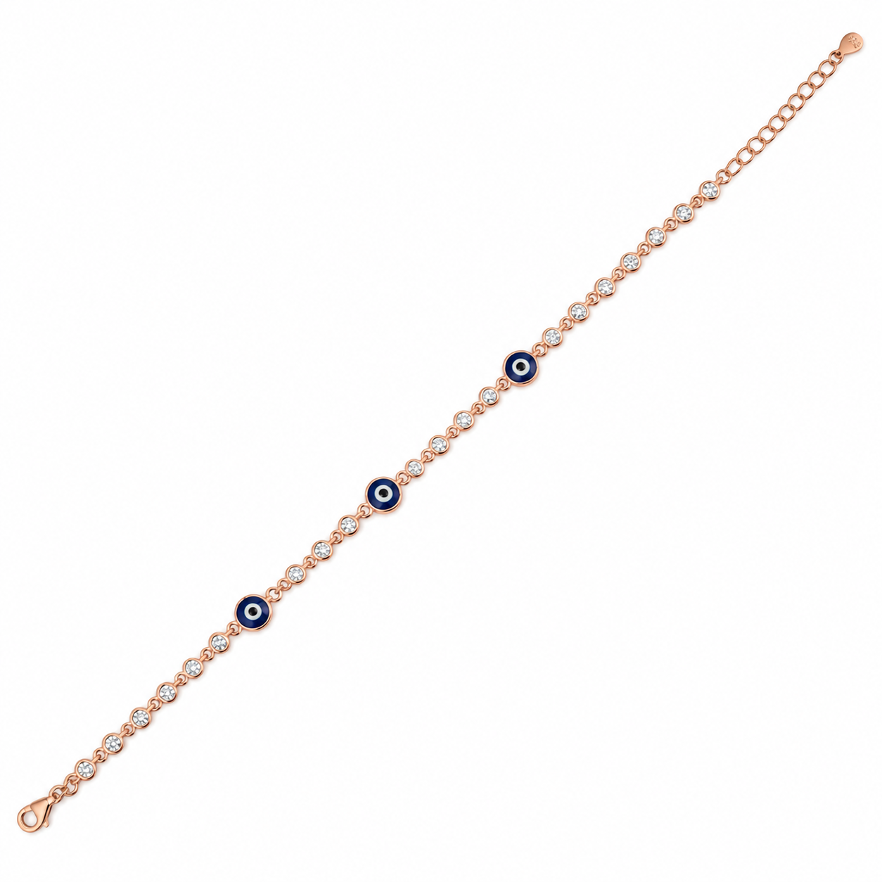 925 Silver Rose Gold Evil Eye Bracelet