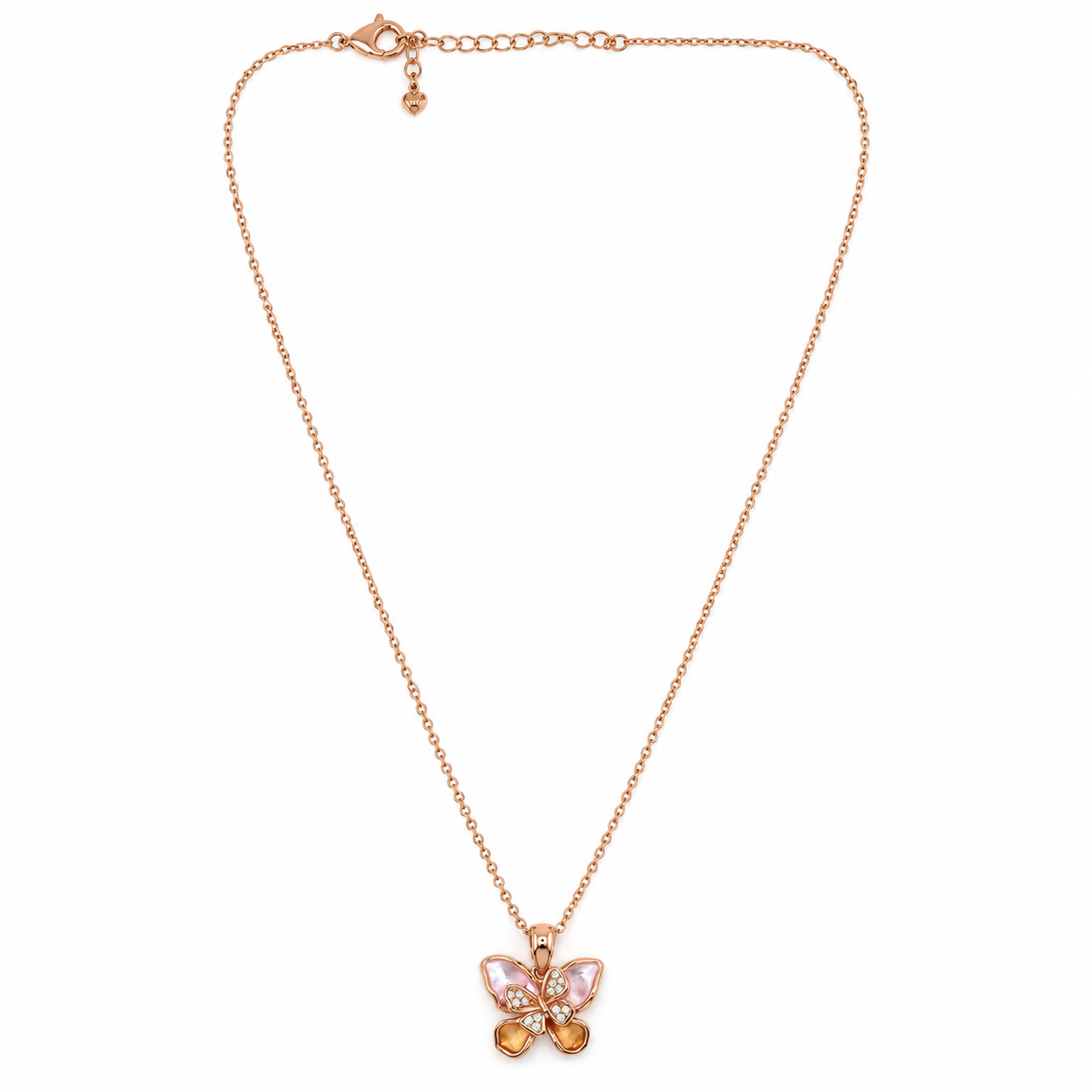 925 Silver Rose Gold Butterfly Pendant Necklace