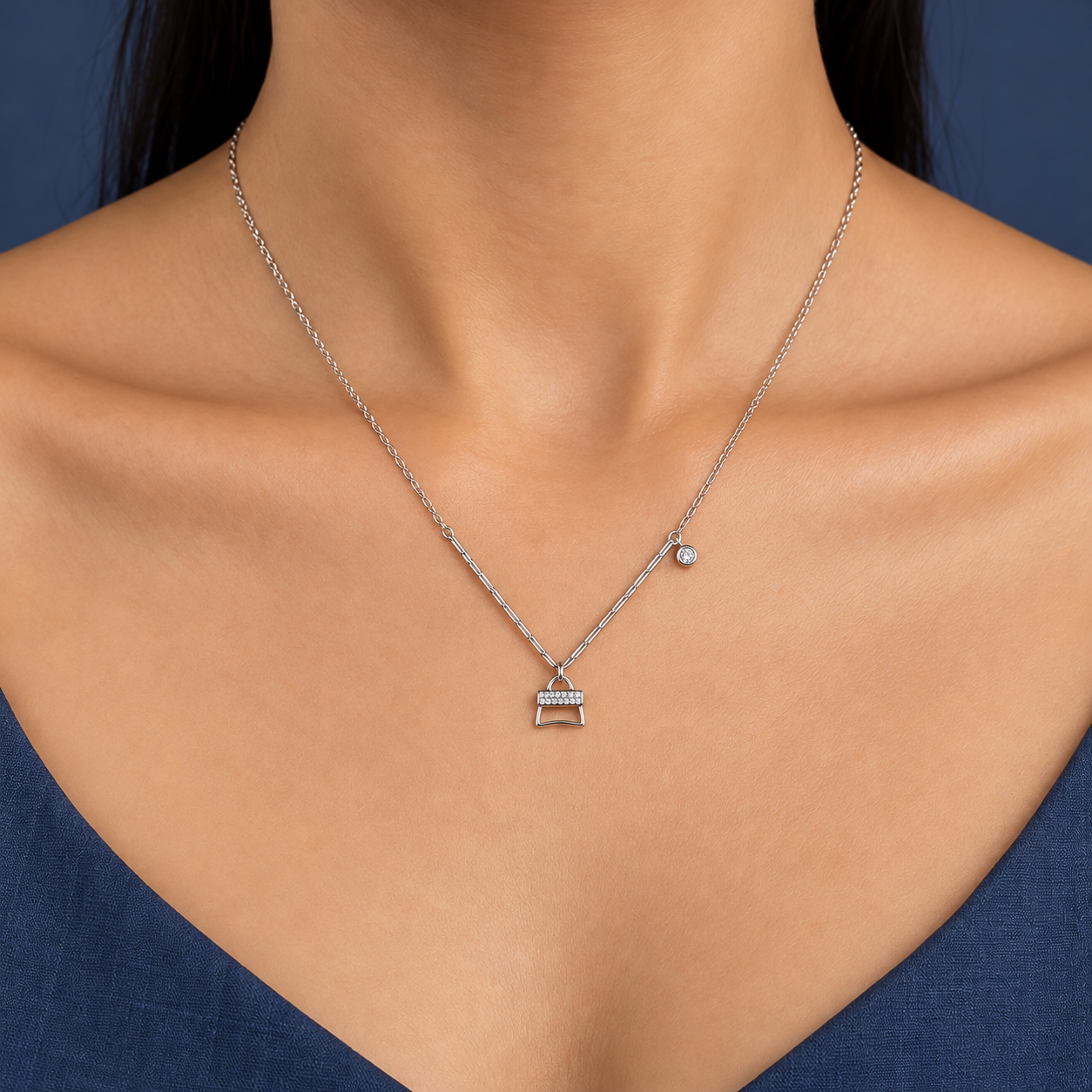 Elegant Silver Handbag Charm Pendant Necklace