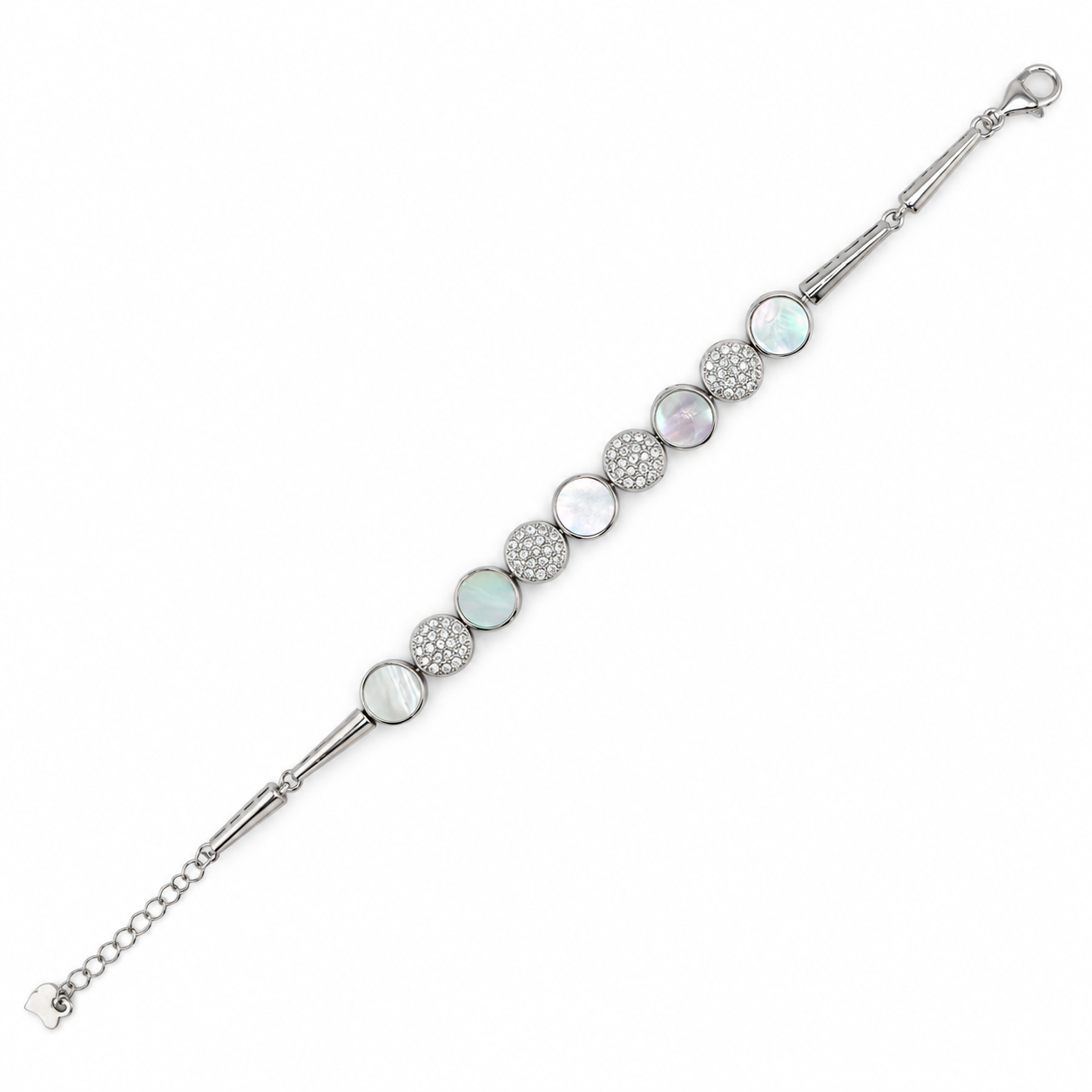 925 Silver Iridescent Round Charm Bracelet