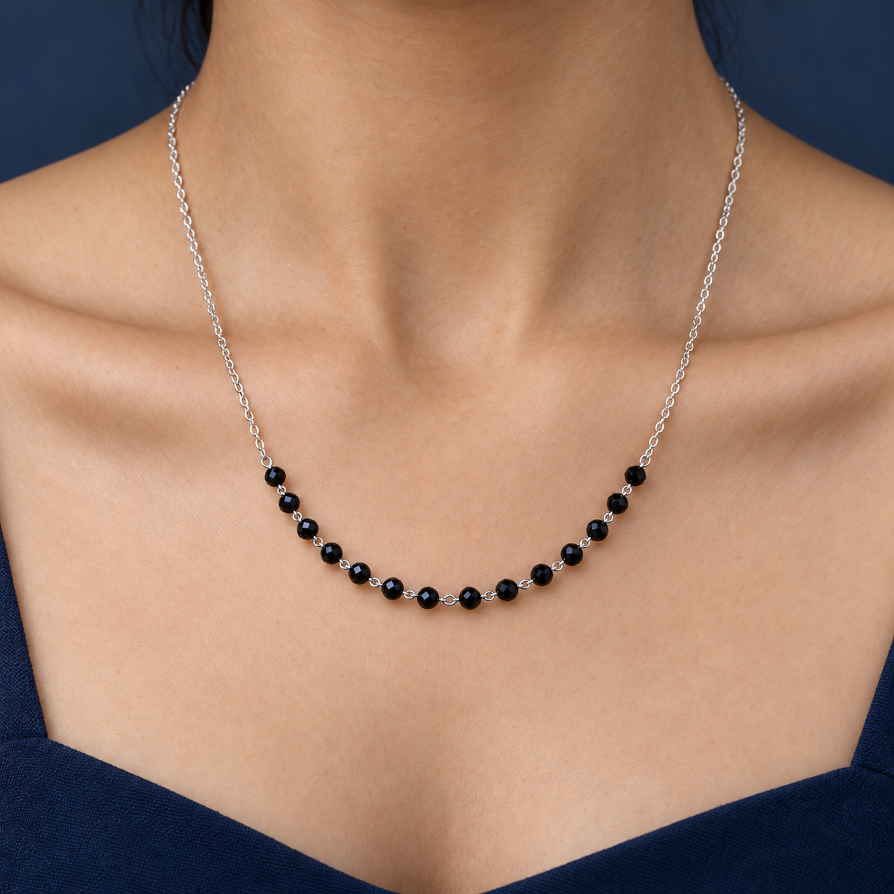 Classic Black Beads 925 Silver Mangalsutra