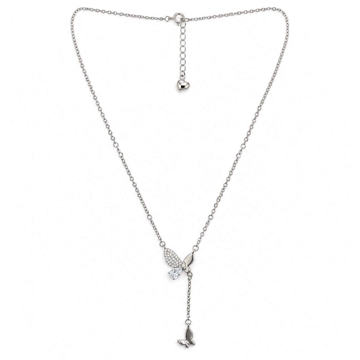 925 Silver Butterfly Charm Drop Necklace