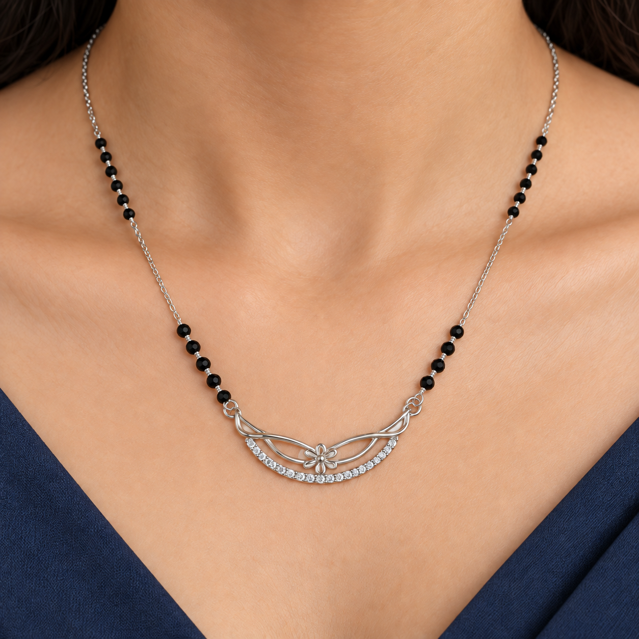 Floral Grace 925 Silver Mangalsutra