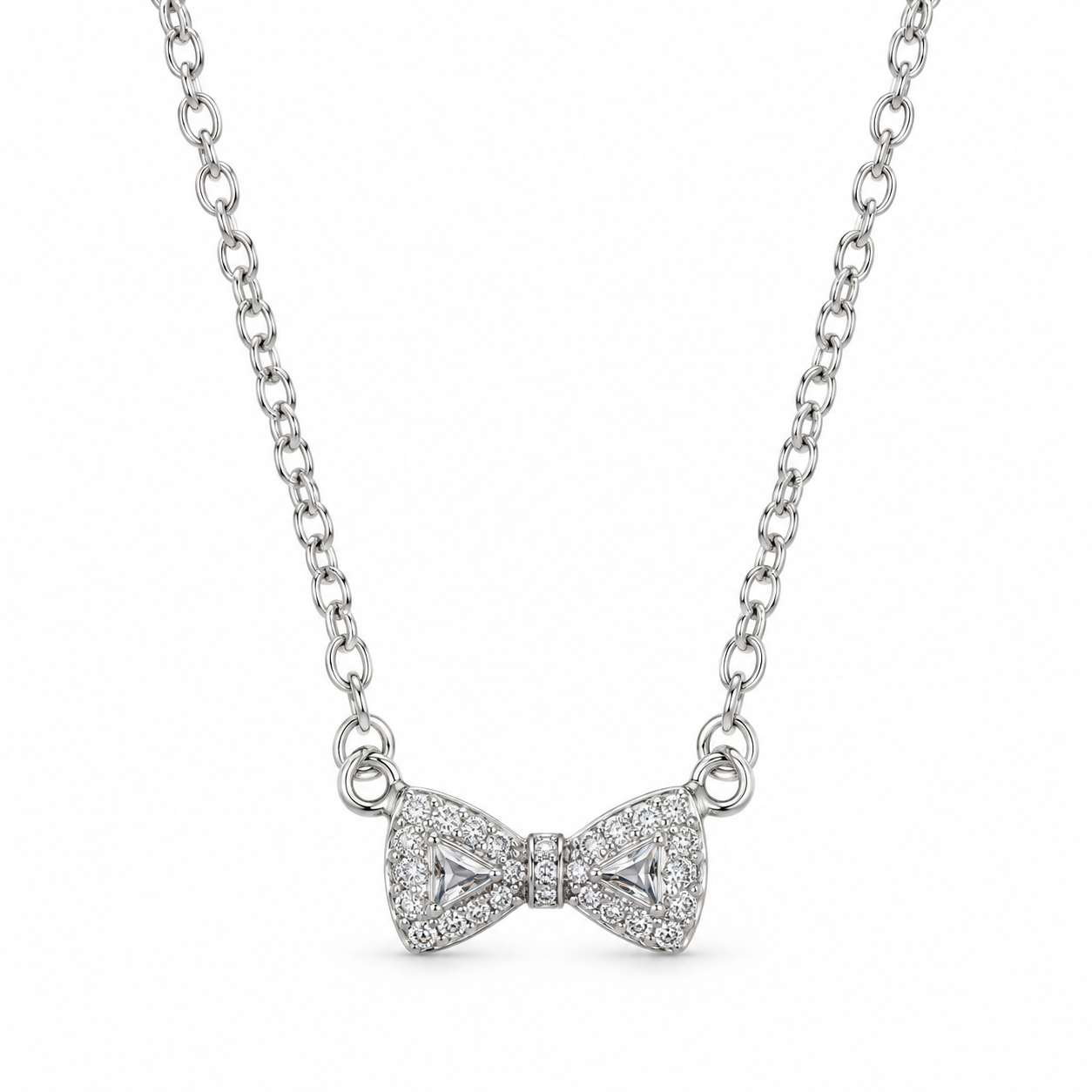 Sparkling Bow 925 Silver Necklace