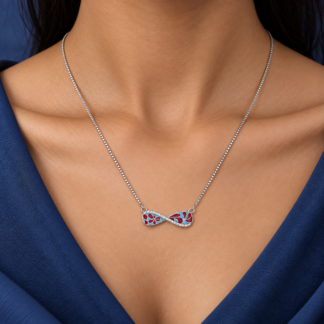 Floral Infinity Silver Necklace