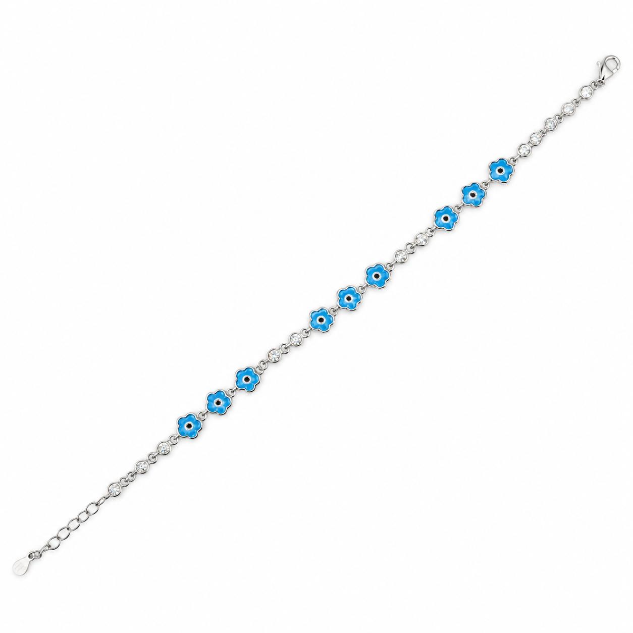925 Silver Blue Floral Evil Eye Bracelet