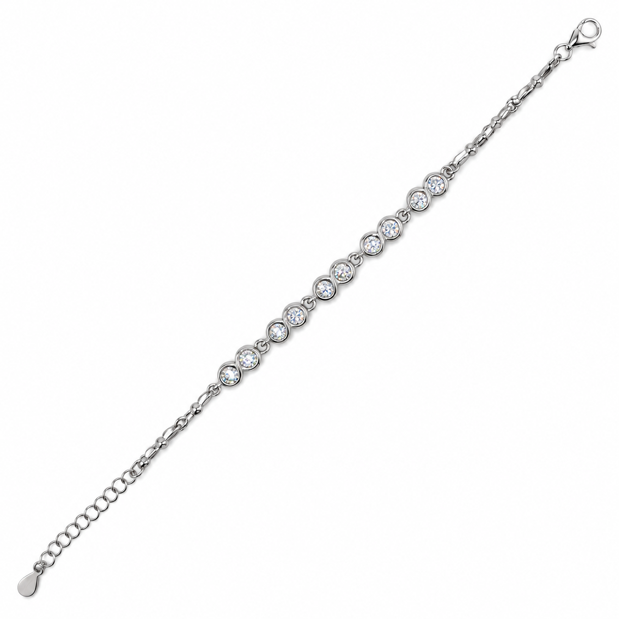 925 Silver Sparkling Double Stone Bracelet