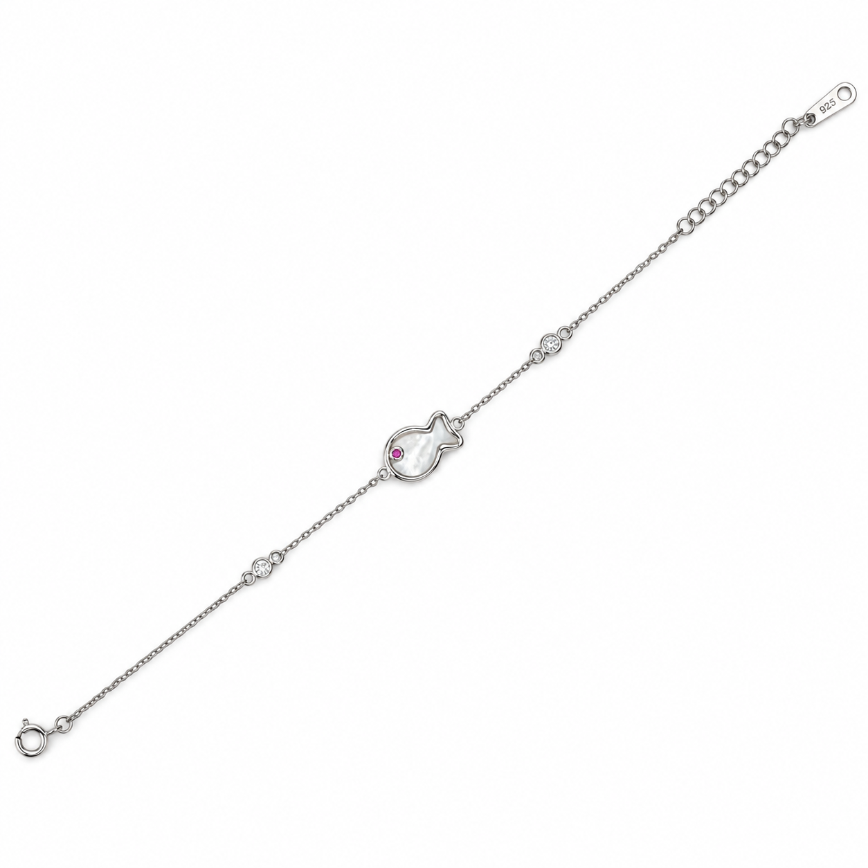 925 Silver Pearl Fish Charm Bracelet