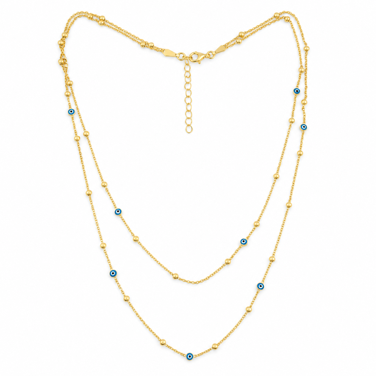 925 Silver Gold Plated Evil Eye Layered Necklace