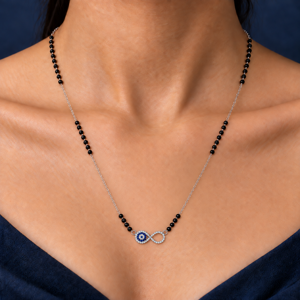 Blue Evil Eye Infinity 925 Silver Mangalsutra